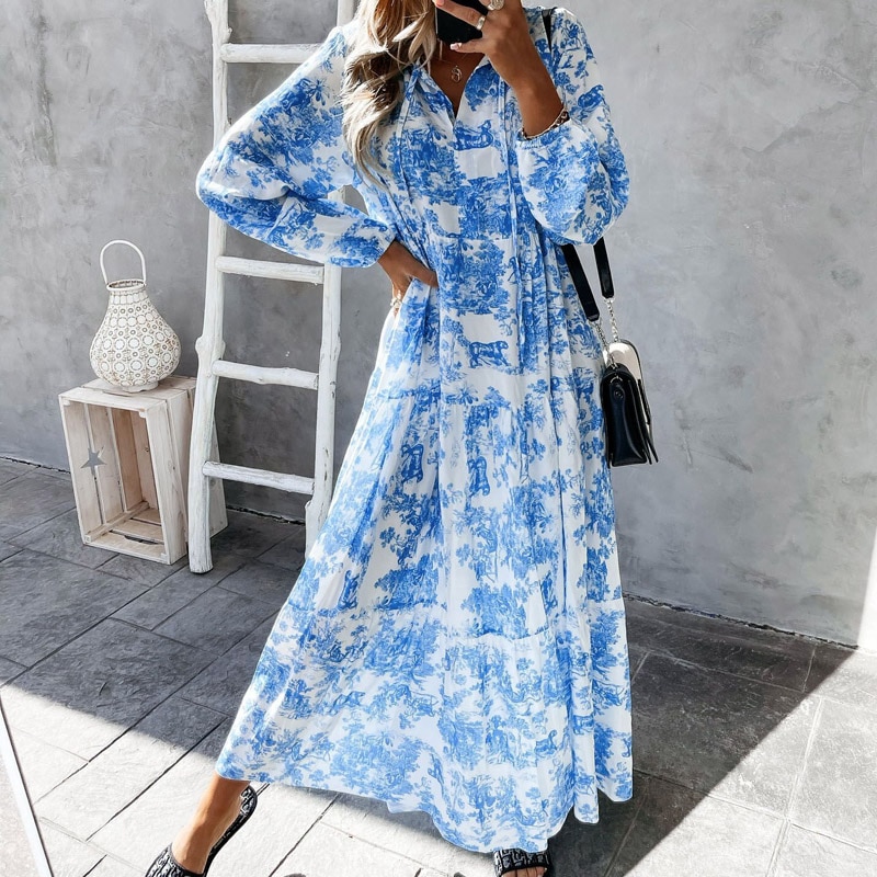 Blue Dress with Flowers